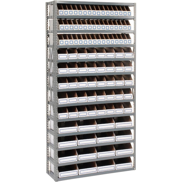 Global Industrial Steel Open Shelving with 104 Corrugated Shelf Bins 13 Shelves, 36x18x73 235012 - main